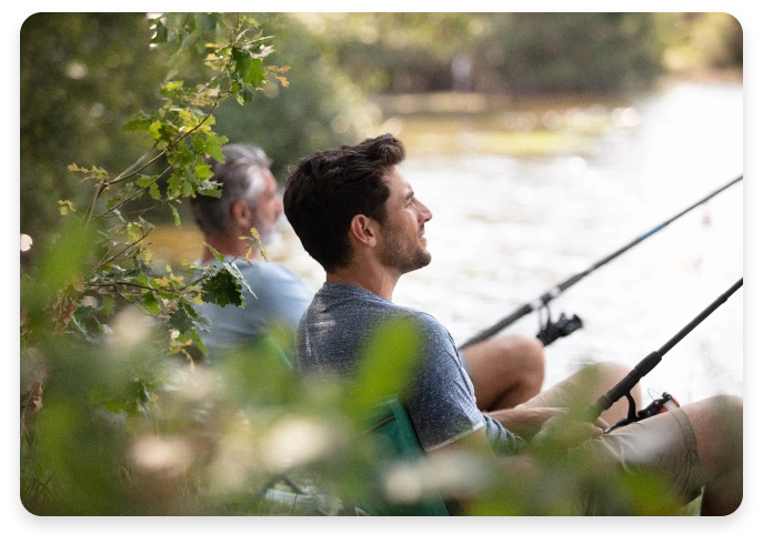 Family fishing at an outfitter lodge